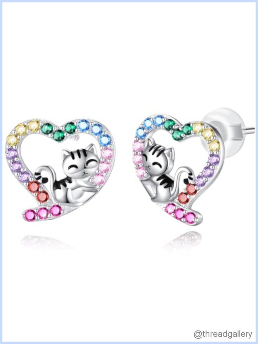 Sterling Silver Animal Stud Earrings Hypoallergenic Cubic Zirconia
